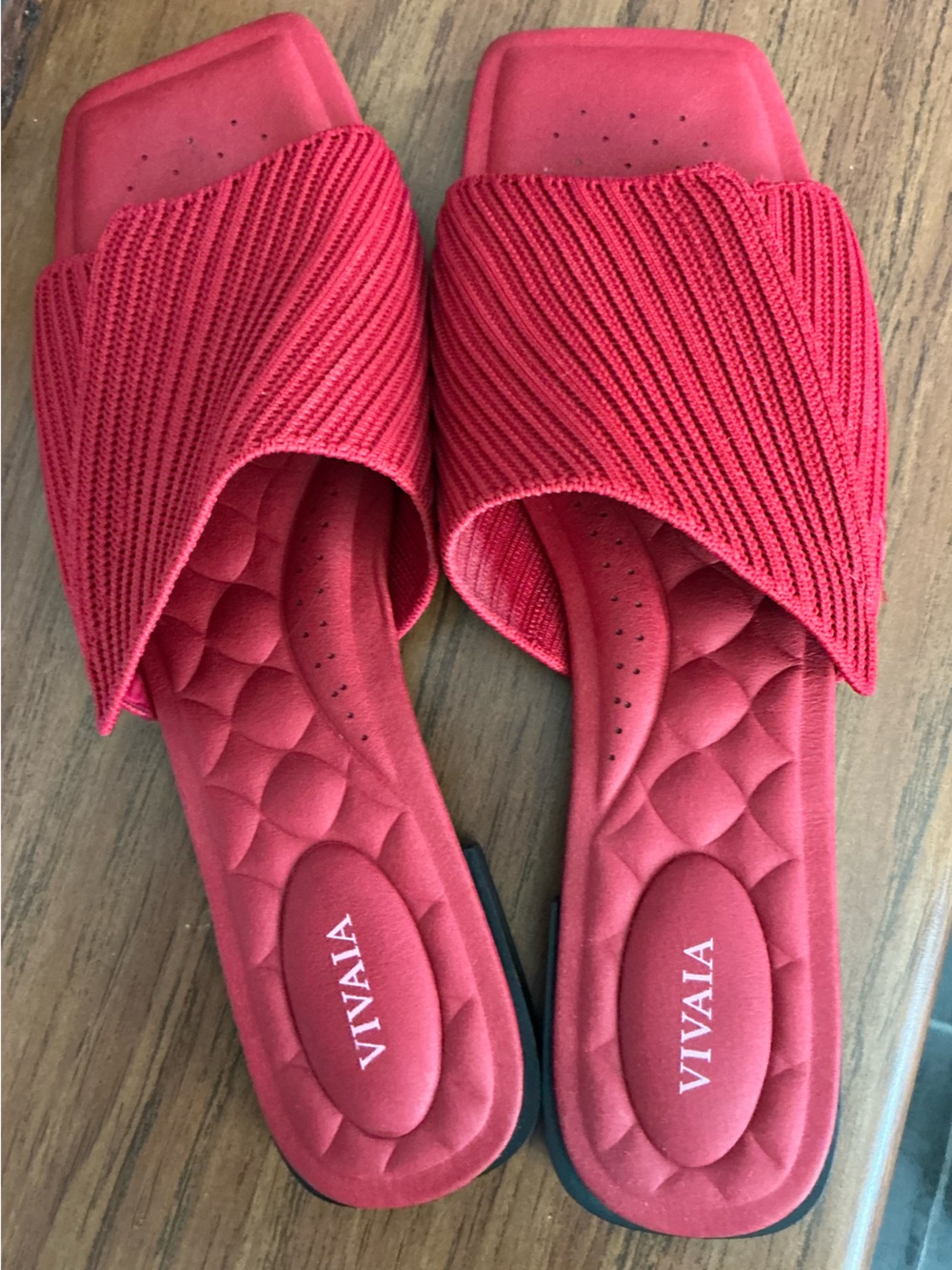 Viviana Red Quilted Knit Slide Mules